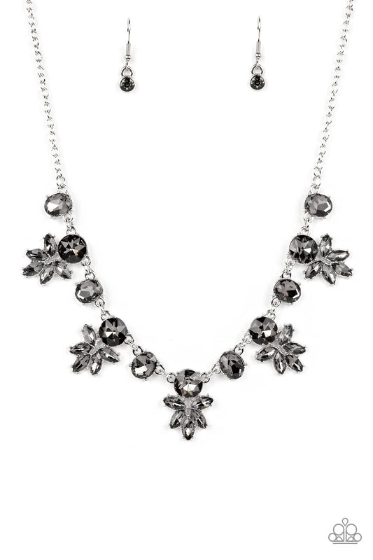 Paparazzi Accessories-Prismatic Proposal Silver Oval Rhinestone Necklace Set