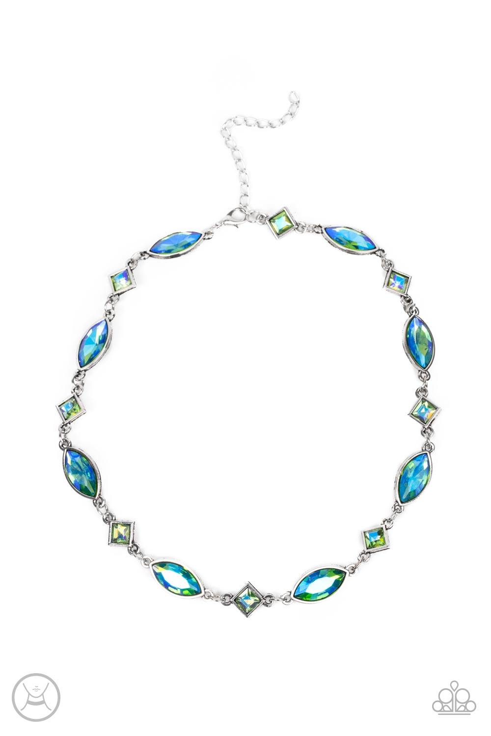 Paparazzi Accessories-Prismatic Reinforcements Green Iridescent Necklace Set