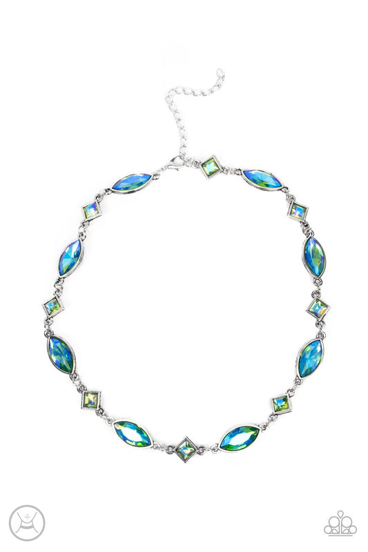 Paparazzi Accessories-Prismatic Reinforcements Green Iridescent Necklace Set
