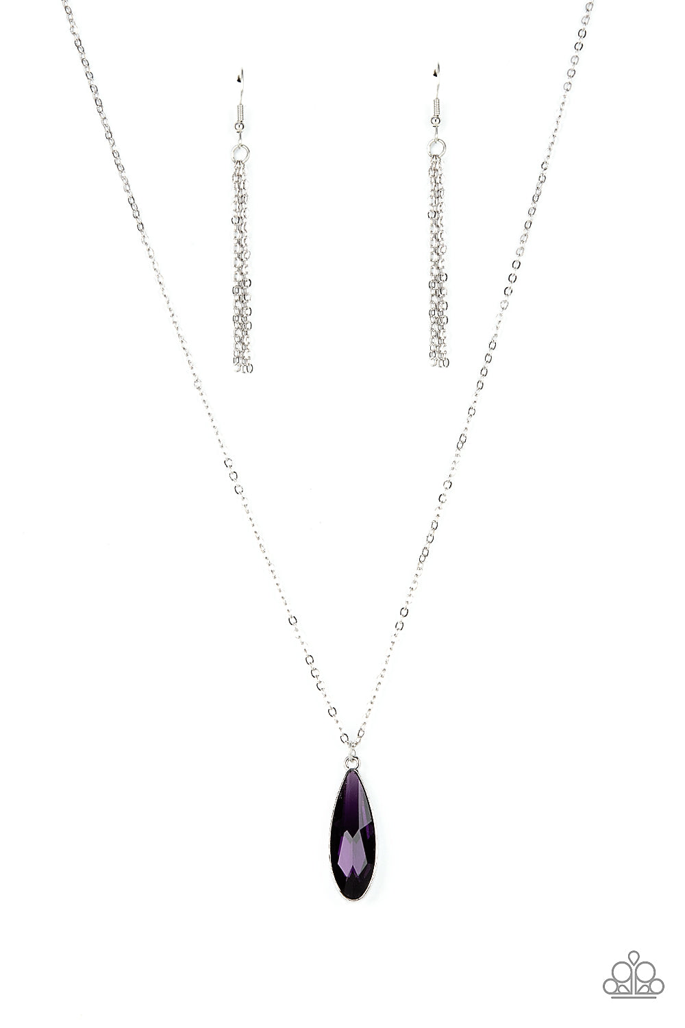 Paparazzi Accessories-Prismatically Polished Purple Teardrop Necklace Set