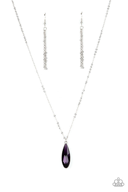 Paparazzi Accessories-Prismatically Polished Purple Teardrop Necklace Set
