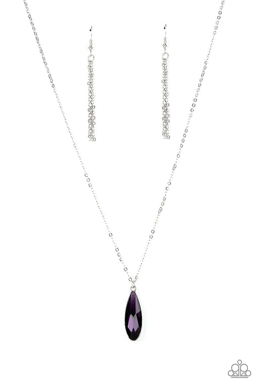 Paparazzi Accessories-Prismatically Polished Purple Teardrop Necklace Set