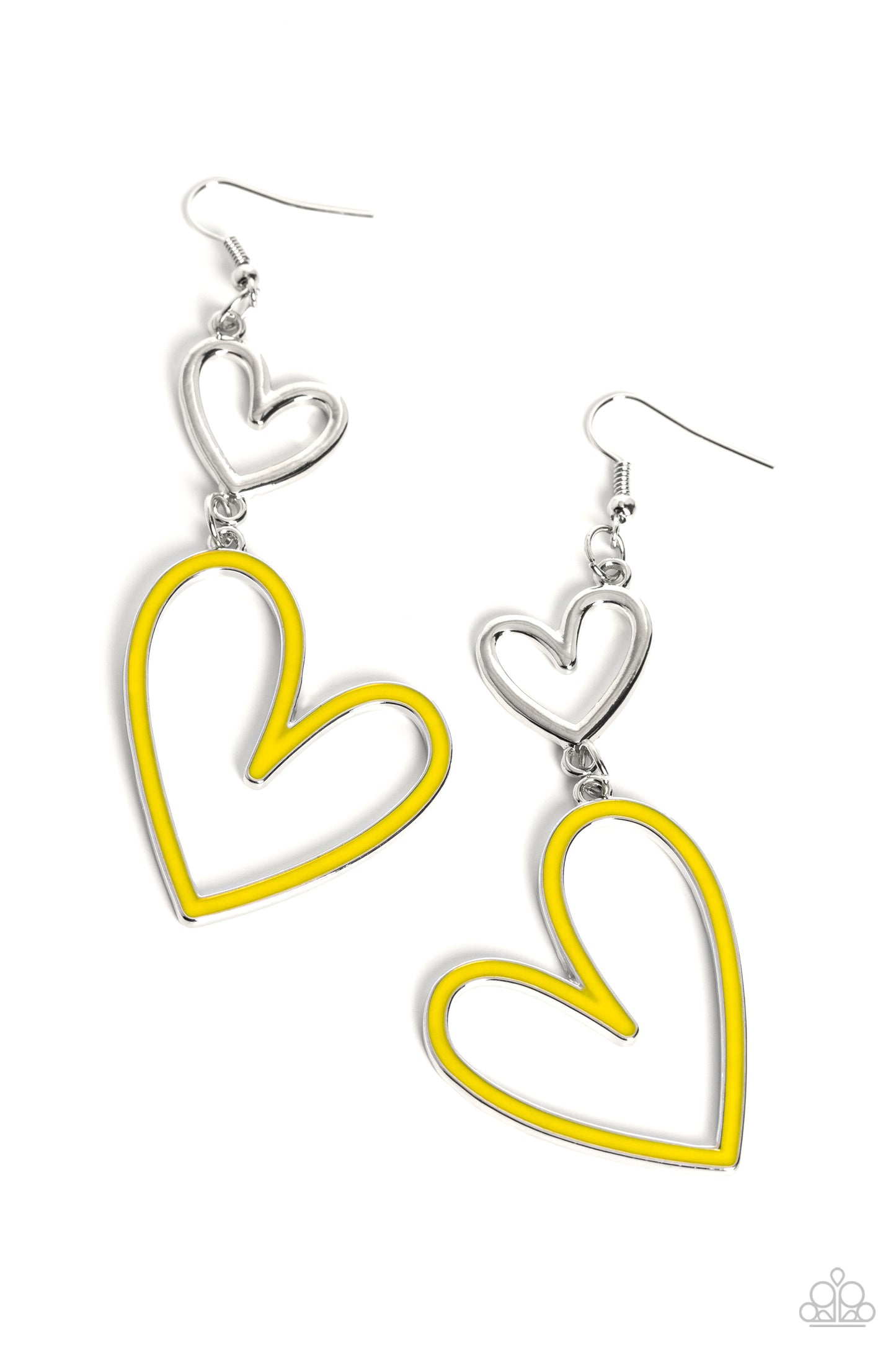 Paparazzi Accessories-Pristine Pizzazz Yellow Abstract Heart Earrings