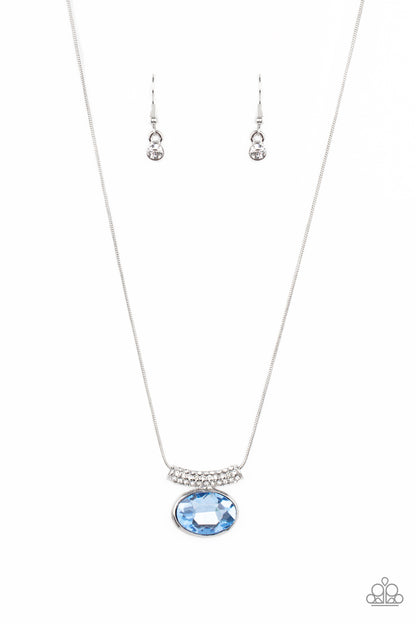Paparazzi Accessories-Pristinely Prestigious Blue Oval Gem Necklace Set