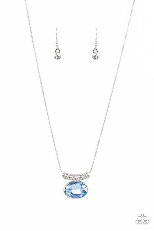 Paparazzi Accessories-Pristinely Prestigious Blue Oval Gem Necklace Set