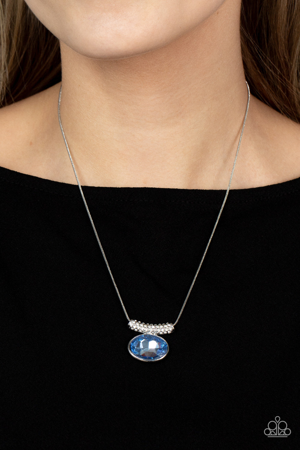 Paparazzi Accessories-Pristinely Prestigious Blue Oval Gem Necklace Set