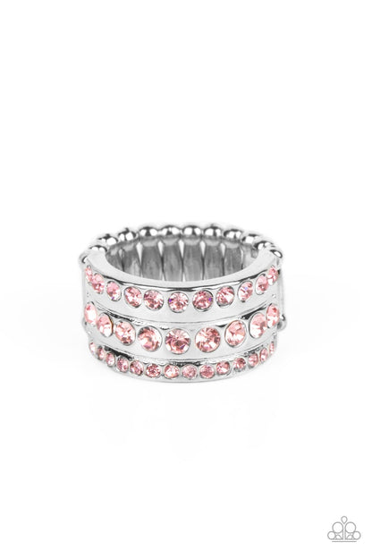 Paparazzi Accessories-Privileged Poise Pink Glittery Rhinestone Ring