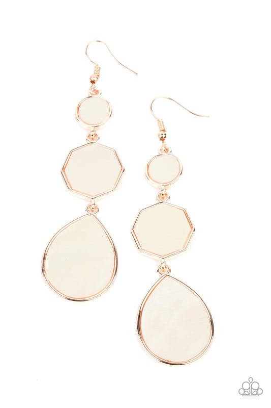 Paparazzi Accessories-Progressively Posh Rose Gold Octagon Earrings