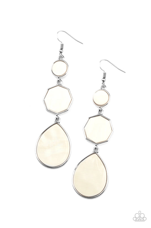 Paparazzi Accessories-Progressively Posh White Octagon Earrings