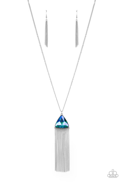 Paparazzi Accessories-Proudly Prismatic Multicolored Triangular Iridescent Necklace Set