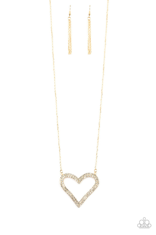 Paparazzi Accessories-Pull Some HEART Strings Gold Necklace Set
