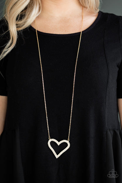 Paparazzi Accessories-Pull Some HEART Strings Gold Necklace Set