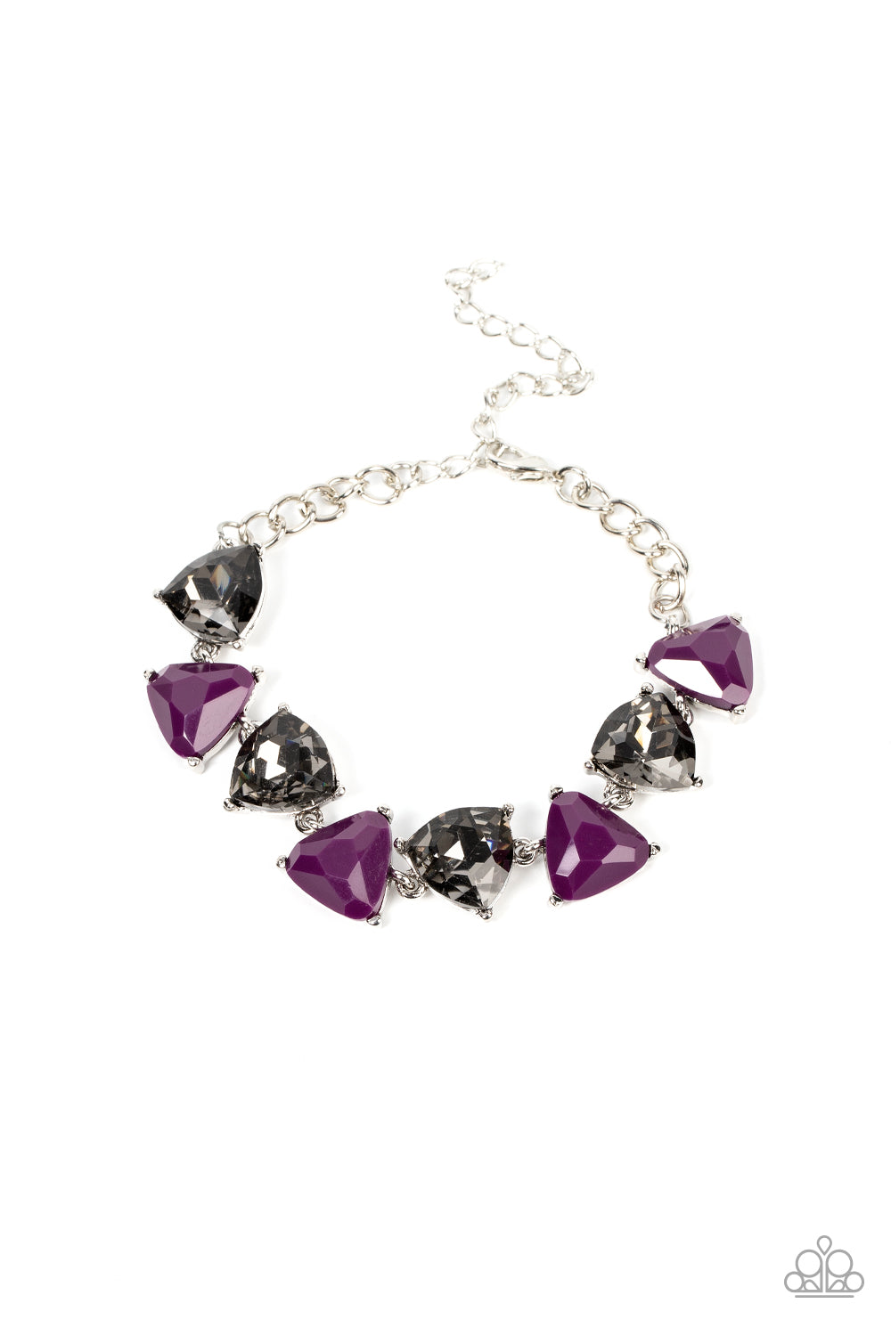Paparazzi Accessories-Pumped up Prisms Purple Triangular Smoky Gem Bracelet