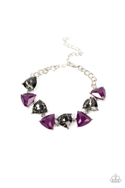 Paparazzi Accessories-Pumped up Prisms Purple Triangular Smoky Gem Bracelet