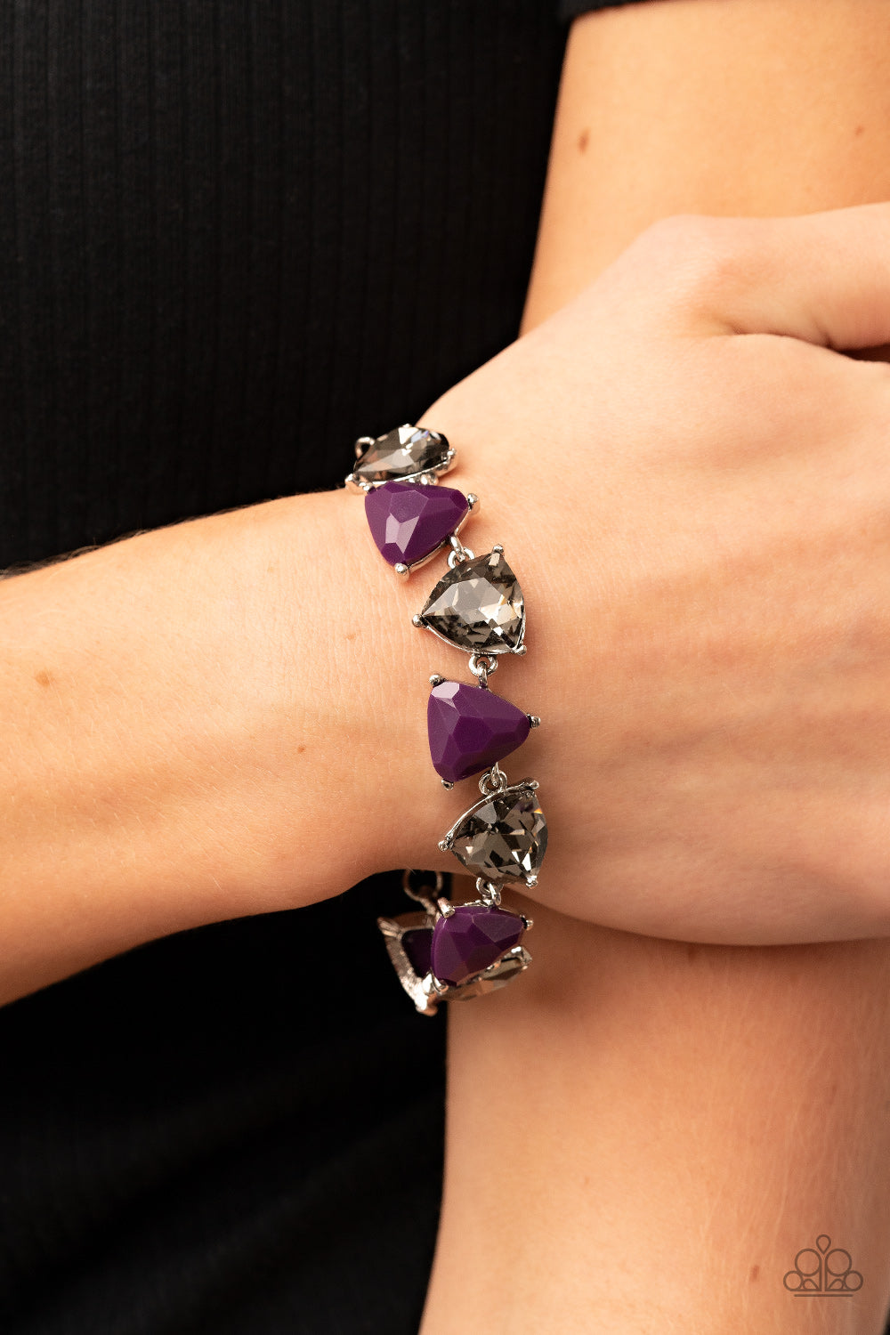 Paparazzi Accessories-Pumped up Prisms Purple Triangular Smoky Gem Bracelet