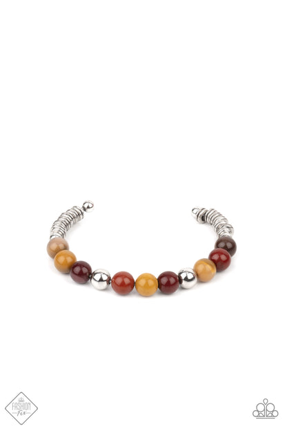 Paparazzi Accessories-Pure Prana Multi Colored Stone Beads Cuff Bracelet