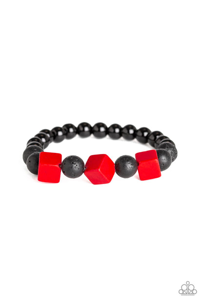 Paparazzi Accessories-Purpose Red Wood Bracelet