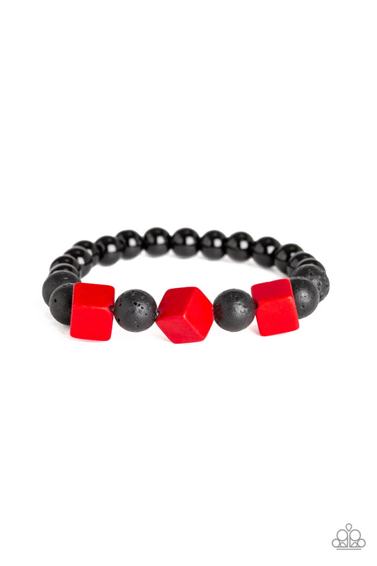 Paparazzi Accessories-Purpose Red Wood Bracelet