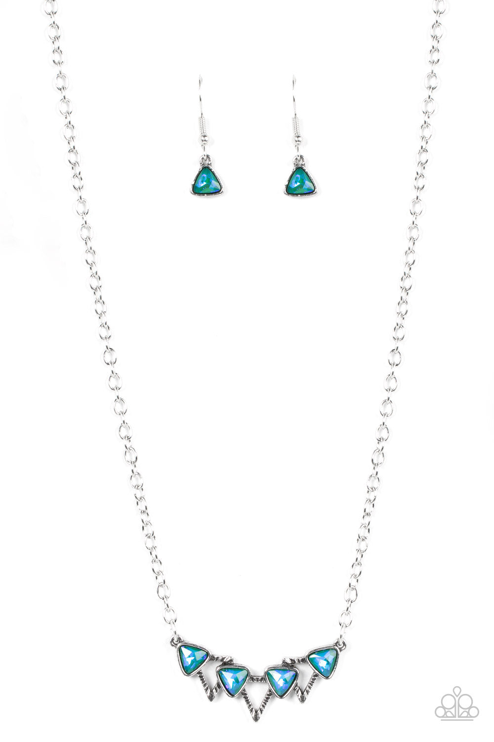 Paparazzi Accessories-Pyramid Prowl Multi Iridescent Triangular Necklace Set