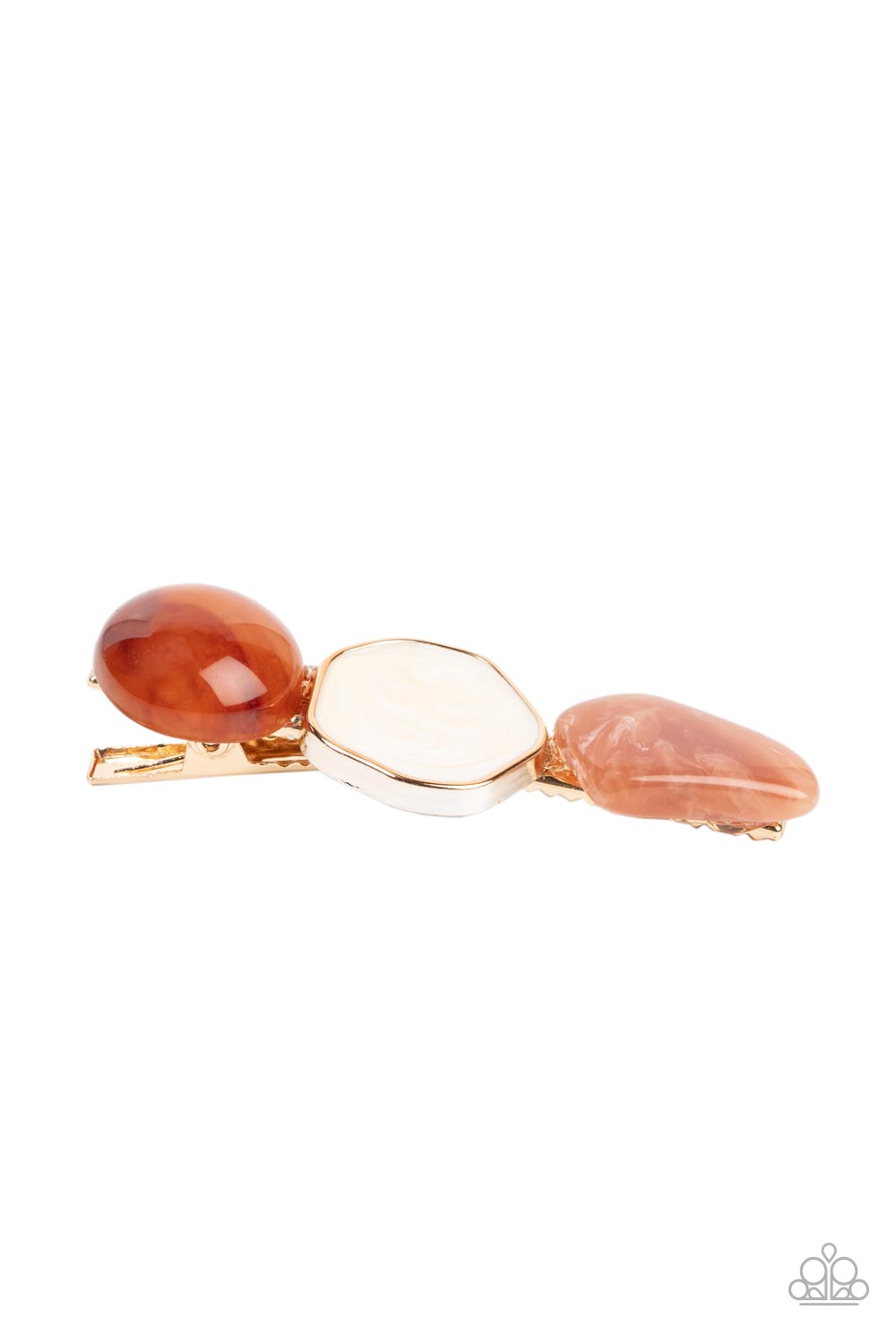 Paparazzi Accessories-Quarry Couture Amber Brown Stone Glossy Hair Clip