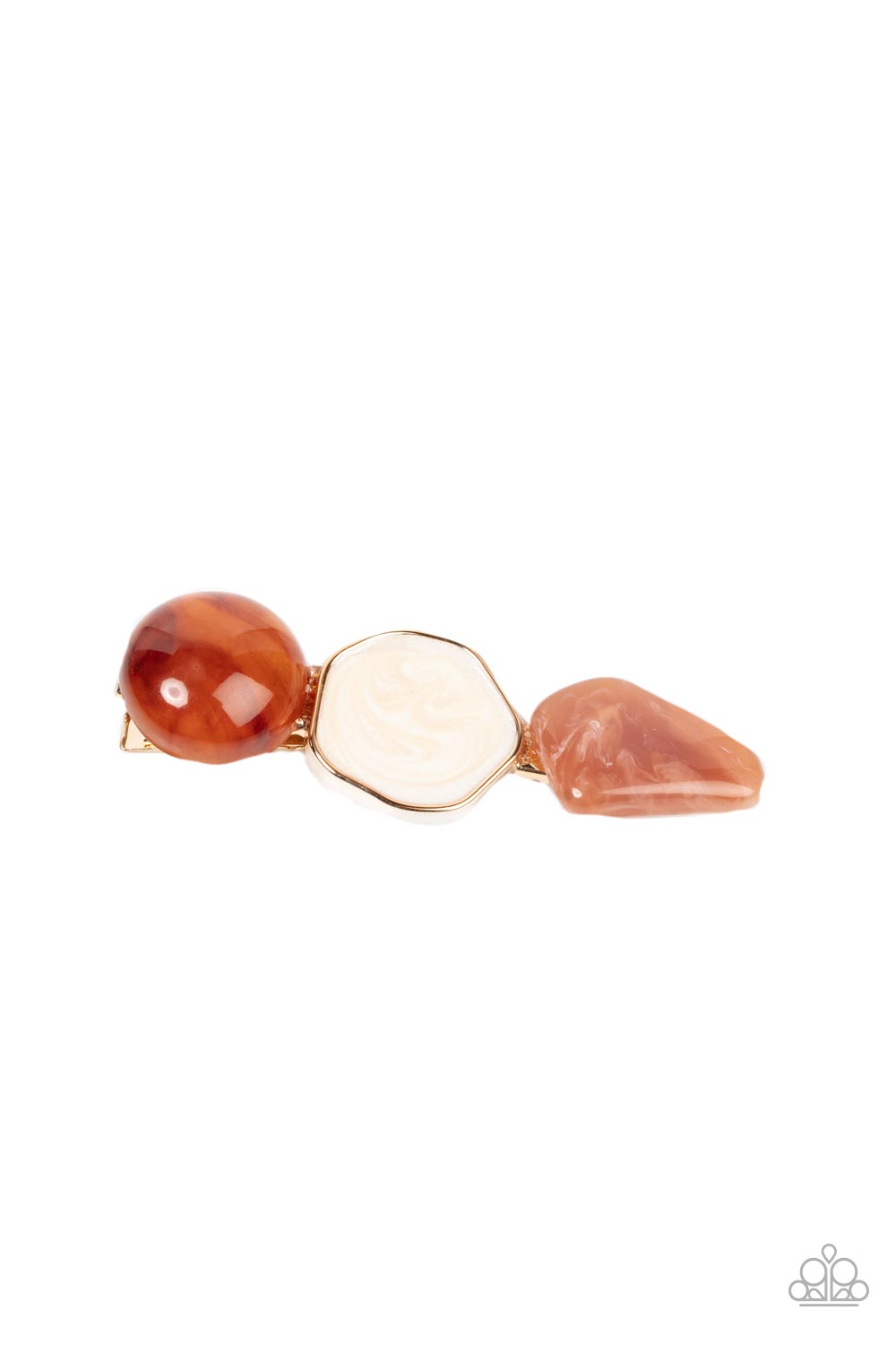 Paparazzi Accessories-Quarry Couture Amber Brown Stone Glossy Hair Clip