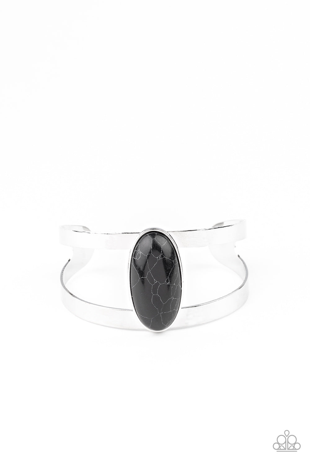 Paparazzi Accessories-Quarry Queen Black Cuff Bracelet