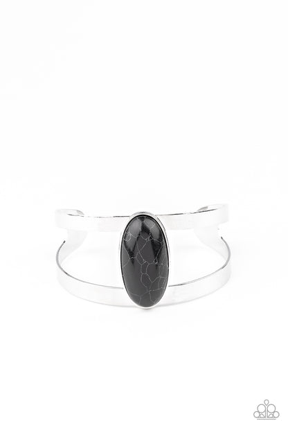 Paparazzi Accessories-Quarry Queen Black Cuff Bracelet