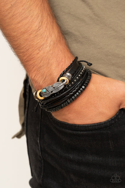 Paparazzi Accessories-Quill Quarry Blue Earthy Men's Bracelet