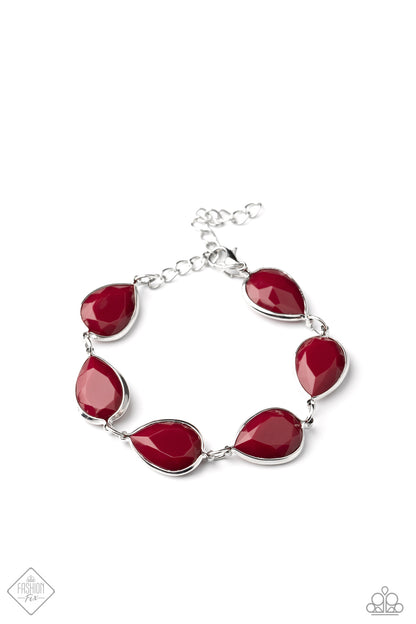 Paparazzi Accessories-REIGNy Days Red Teardrop Bracelet