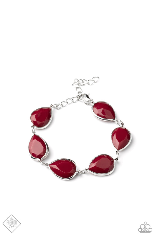 Paparazzi Accessories-REIGNy Days Red Teardrop Bracelet
