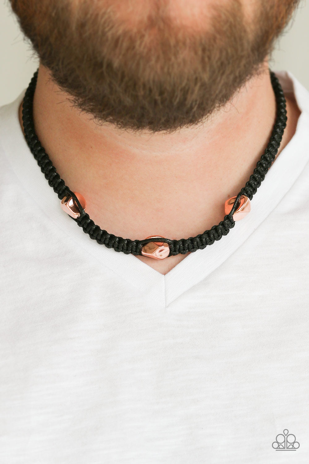 Paparazzi Accessories-RIDERS Block Copper Men's Neck Cord