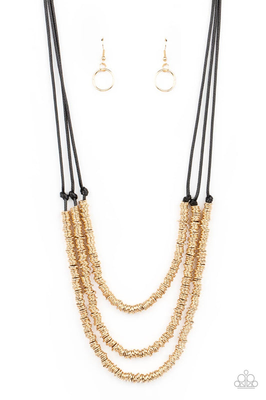 Paparazzi Accessories-RING To Reason Gold Knotted Ring Necklace Set