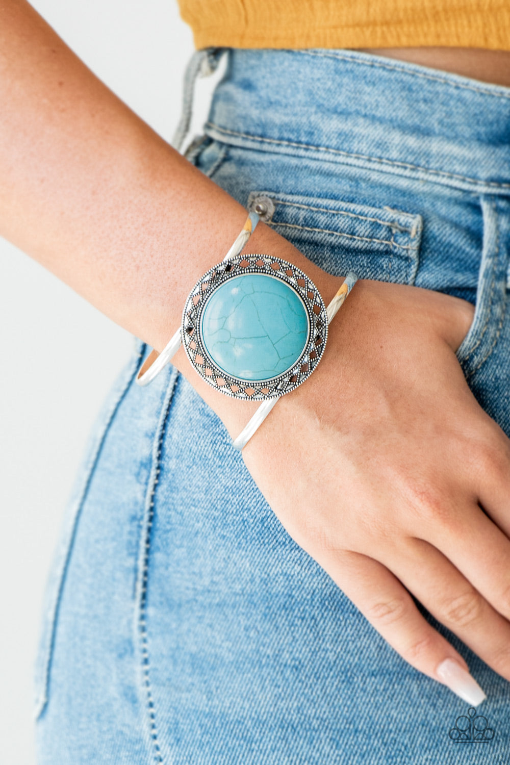 Paparazzi Accessories-RODEO Rage Turquoise Stone Bracelet