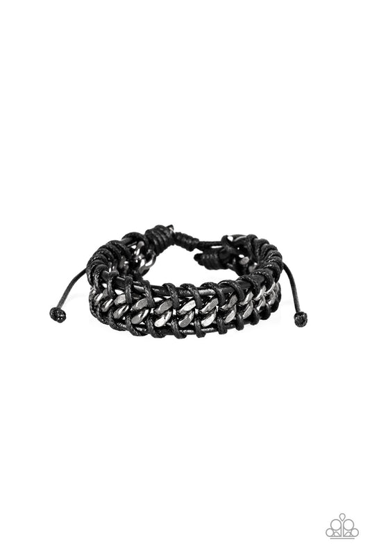 Paparazzi Accessories-Racer Edge Shiny Black Chain Bracelet