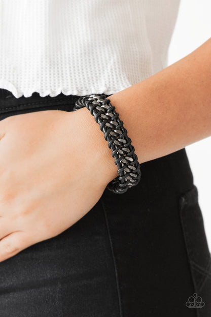 Paparazzi Accessories-Racer Edge Shiny Black Chain Bracelet