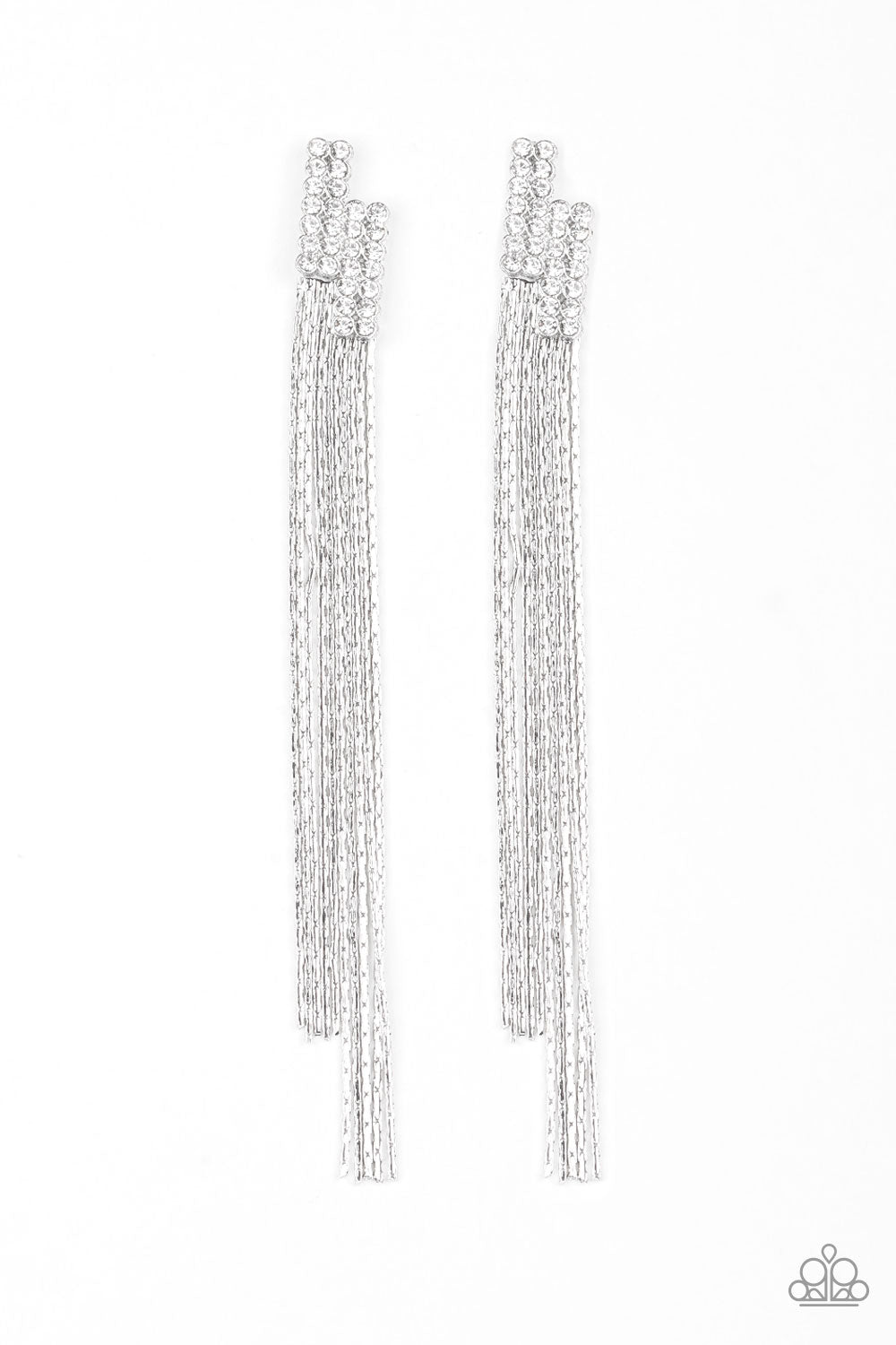Paparazzi Accessories-Radio Waves White Earrings