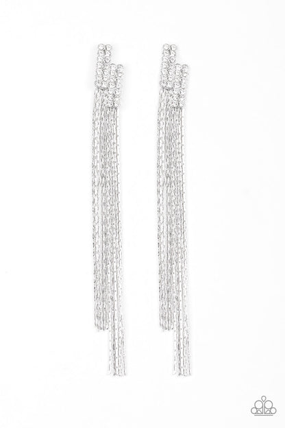Paparazzi Accessories-Radio Waves White Earrings