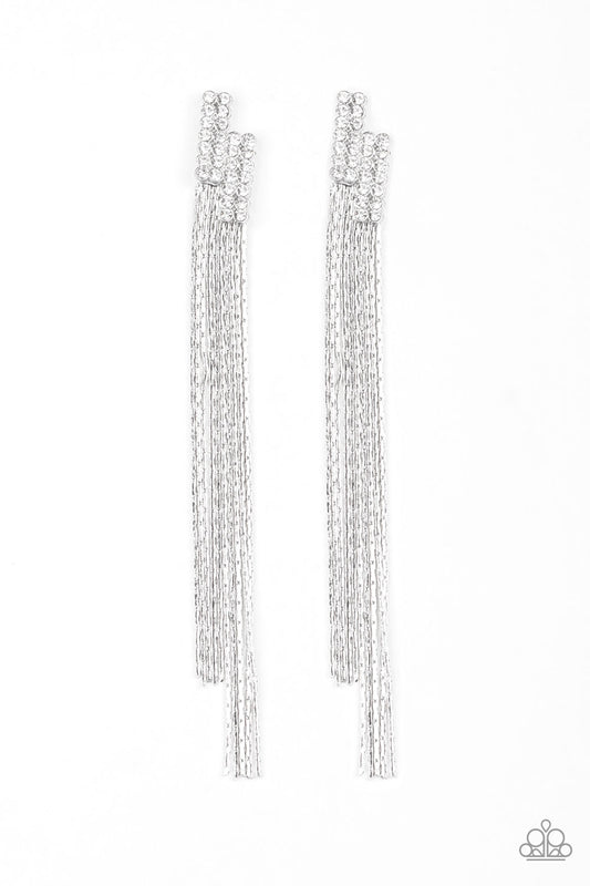 Paparazzi Accessories-Radio Waves White Earrings