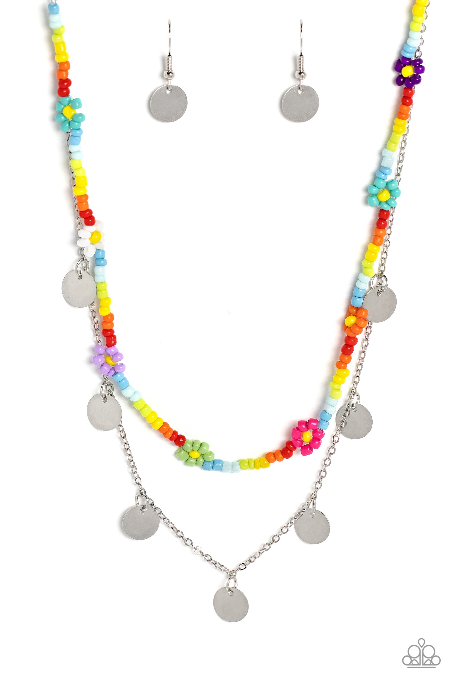 Paparazzi Accessories-Rainbow Dash Multi Seed Bead Charm Necklace Set