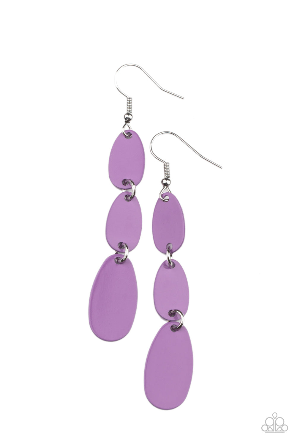 Paparazzi Accessories-Rainbow Drops Purple 3 Tier Oval Earrings