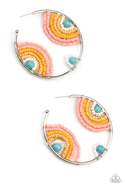 Paparazzi Accessories-Rainbow Horizons Desert Mist Marigold Seed Bead Earrings