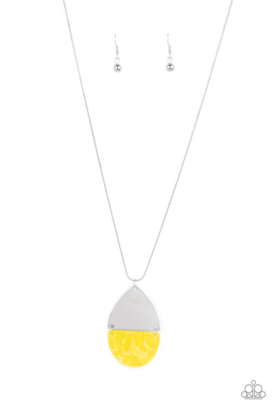 Paparazzi Accessories-Rainbow Shores Yellow Illuminating Half Moon Necklace Set