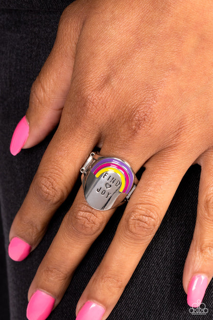 Paparazzi Accessories-Rainbow Of Joy Multi "Find Joy" Oval Heart ring