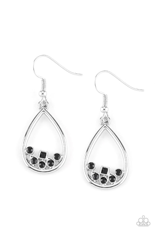 Paparazzi Accessories-Raindrop Radiance Black Earrings