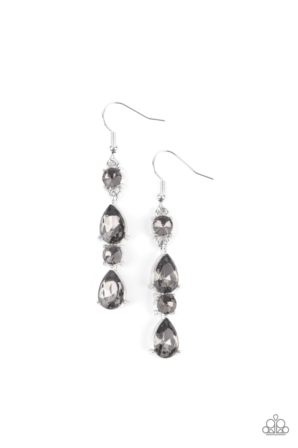 Paparazzi Accessories-Raise Your Glass to Glamorous Smoky Teardrop Rhinestone Earrings