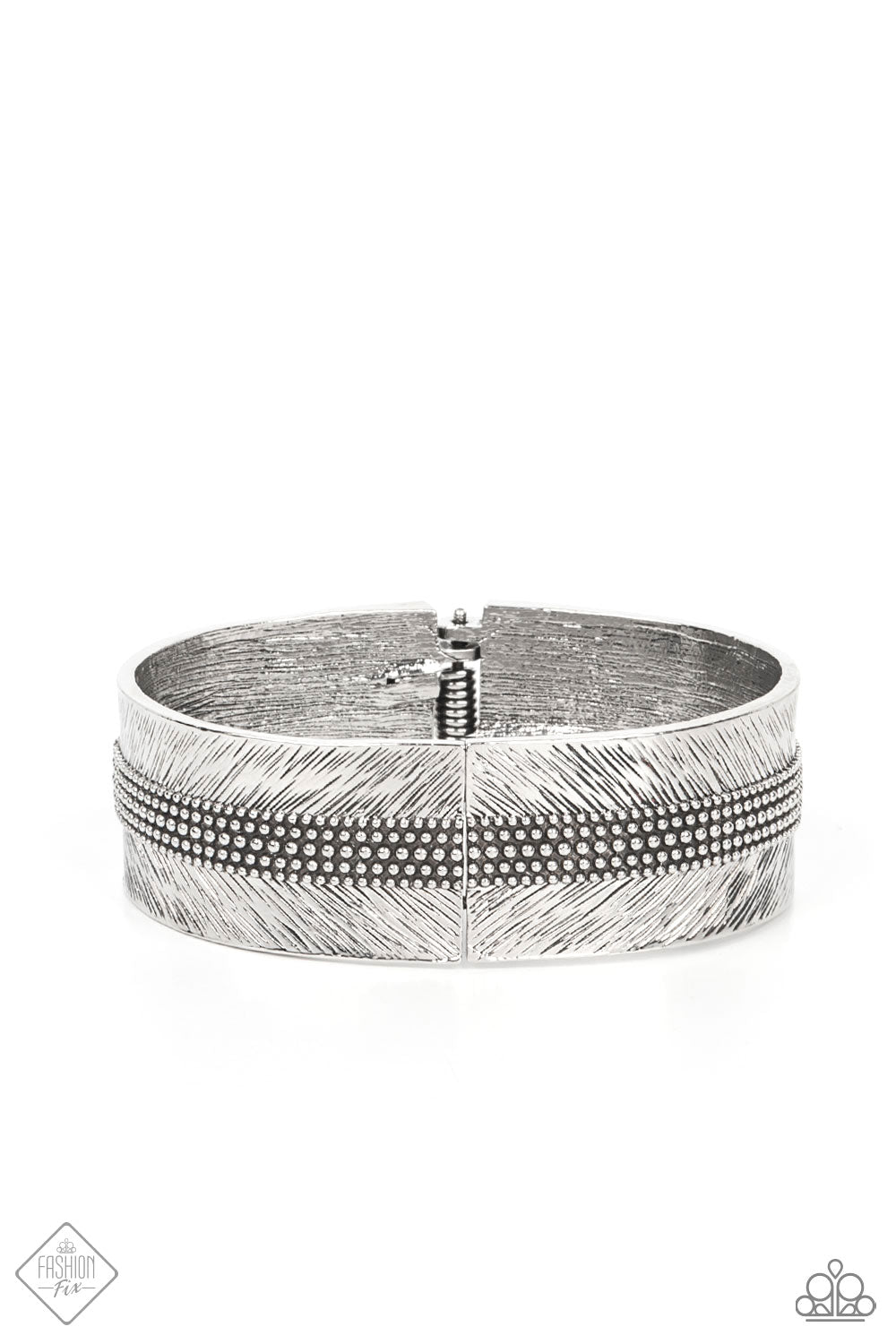 Paparazzi Accessories-Rancho Refinement Silver Etched Band Bracelet
