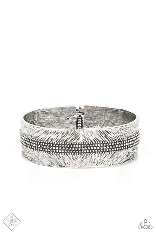 Paparazzi Accessories-Rancho Refinement Silver Etched Band Bracelet