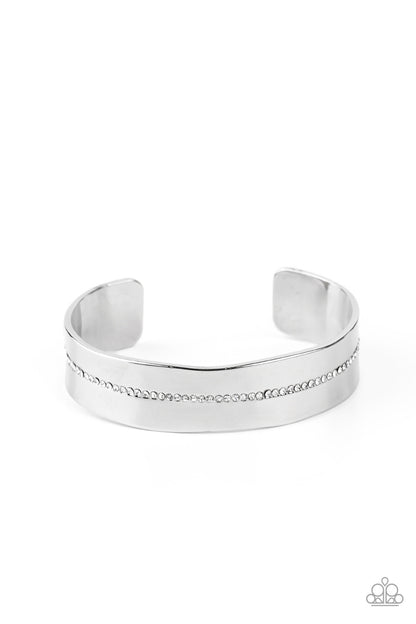 Paparazzi Accessories-Raw Razzle White Cuff Bracelet