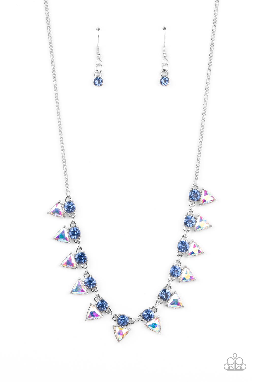 Paparazzi Accessories-Razor-Sharp Refinement Blue Solitaire Necklace Set