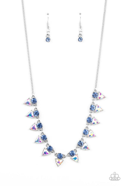 Paparazzi Accessories-Razor-Sharp Refinement Blue Solitaire Necklace Set